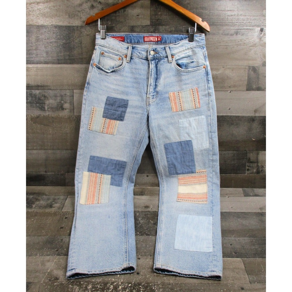 Lucky Brand Jeans Womens 4/27 Patchwork Boy Mid Rise Relaxed Straight Light Wash